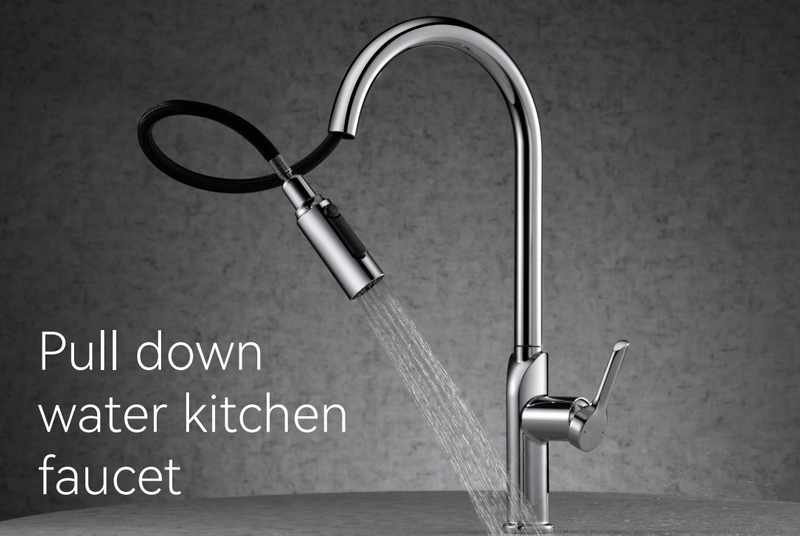  Messing Chrom fertiggestelltes reines Wasser Pull Down Kitchen Wasserhahn KF03014-C