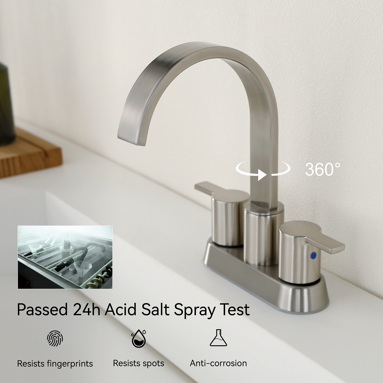 Schlauer gebürsteter Nickel Moderner Spüle Wasserhahn Badezimmer Waschbecken 3 Loch Badezimmer Wasserhahn