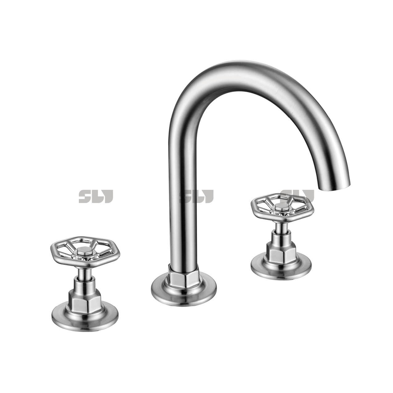 SLY Waschtischmischer Wasserhahn Waschtischmischer Wasserhahn Weit verbreitet Chrom Waschbecken Doppelgriff Wasserhähne 