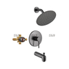 SLY Shower System Duscharmatur-Set aus gebürstetem Gold mit Wannenauslauf (Ventil enthalten) Multifunktions-Duschwannen-Kombination zur Wandmontage