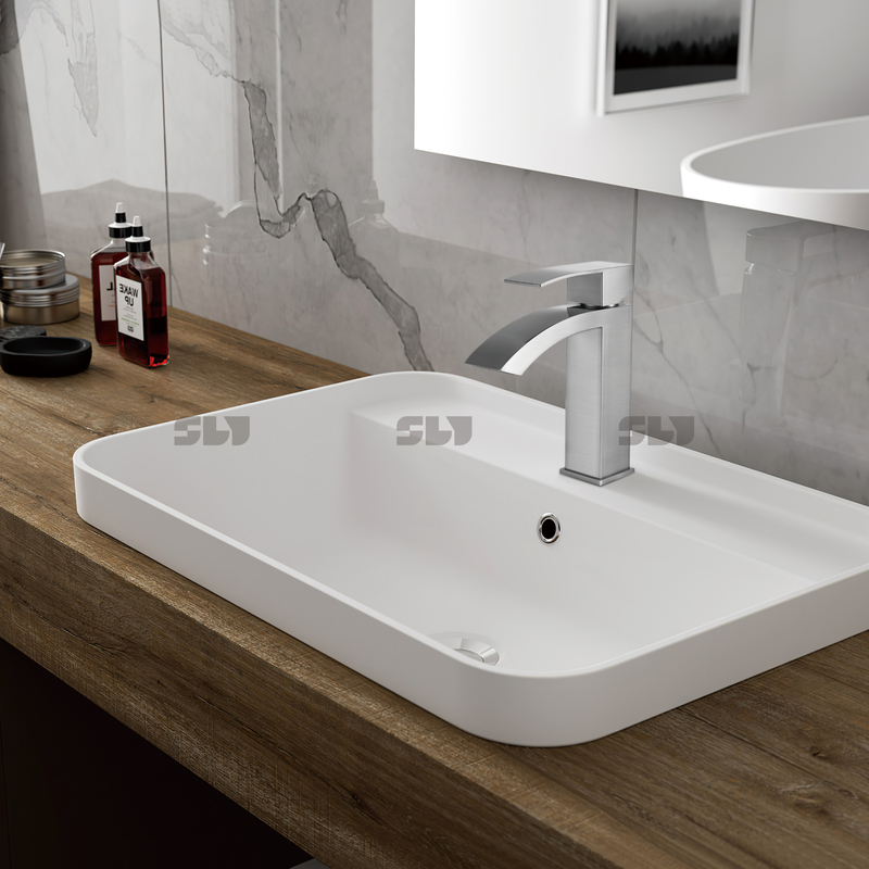 SLY Edelstahl-Wasserhahn für Badezimmer, Einloch-Waschraum, neue Design-Wasserhähne