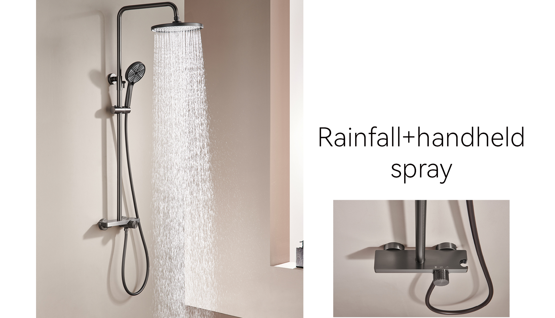 Duschsystem aus poliertem Nickel mit Brause