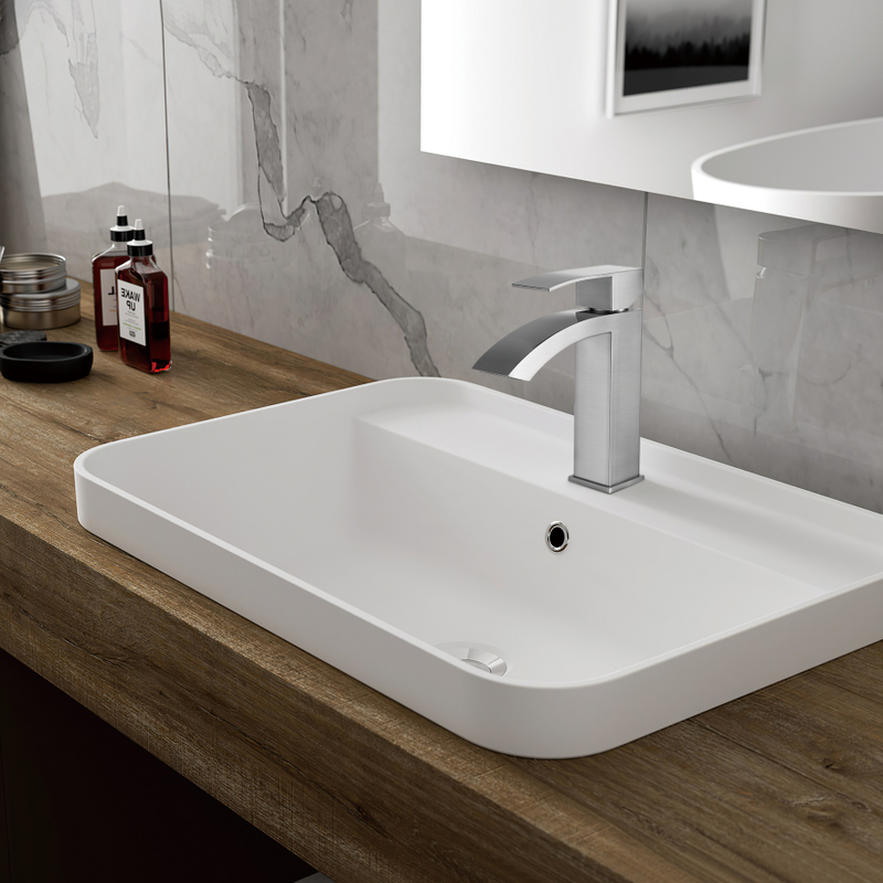 Sly Edelstahl moderner Wasserfall Waschbecken Wasserhahn Eingang Einer Griff Heißer Kaltwassermixerbecken