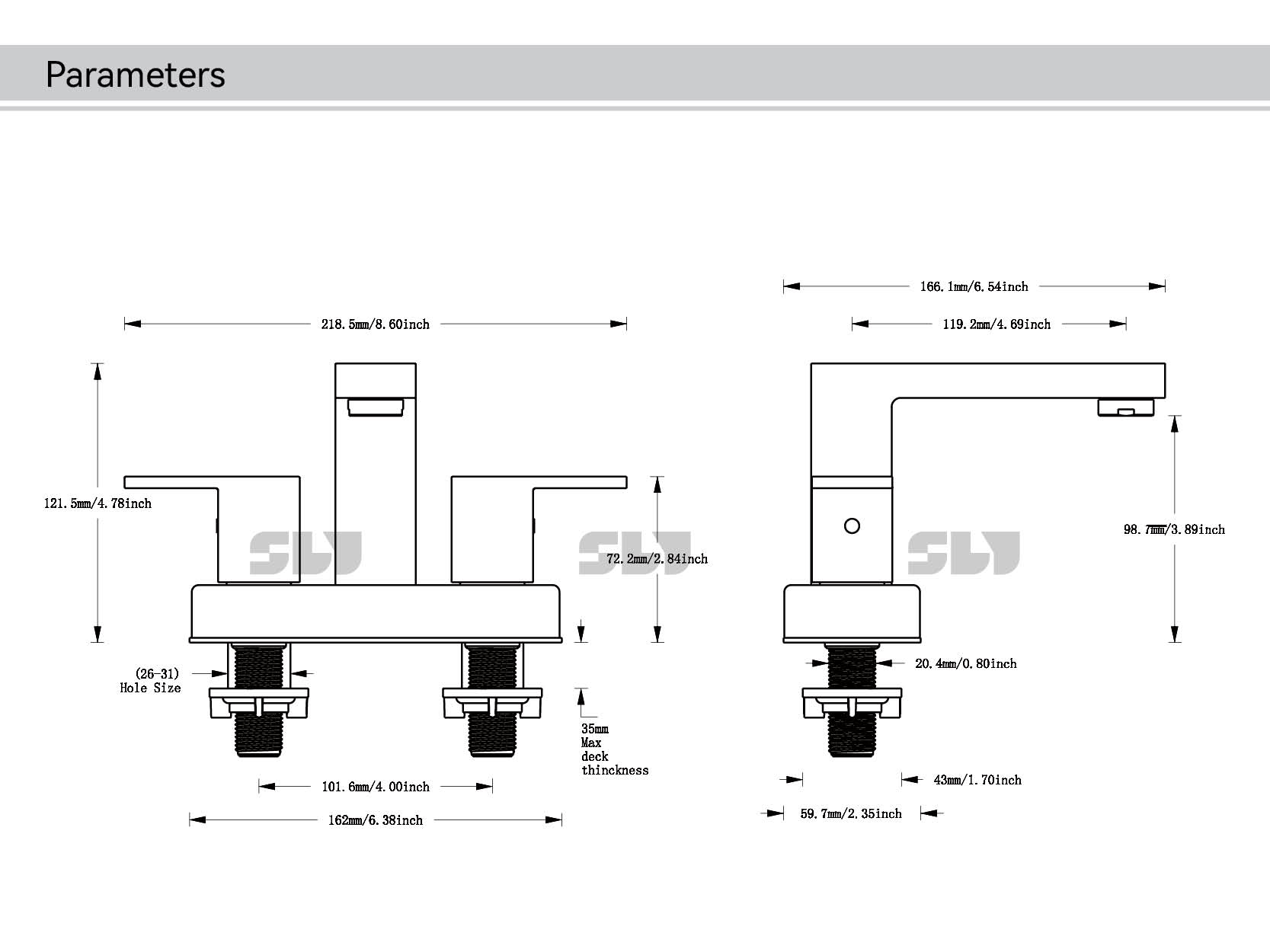An Deck montierter Badezimmer-Waschtischhahn