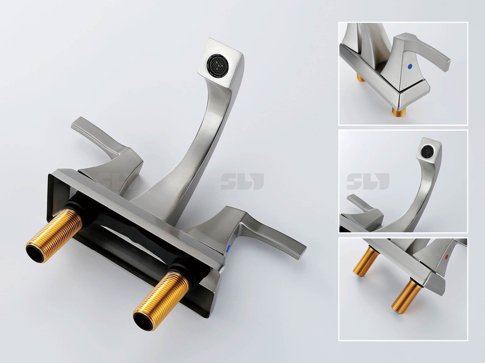 Wasserhahn aus geb&uuml;rstetem Nickel