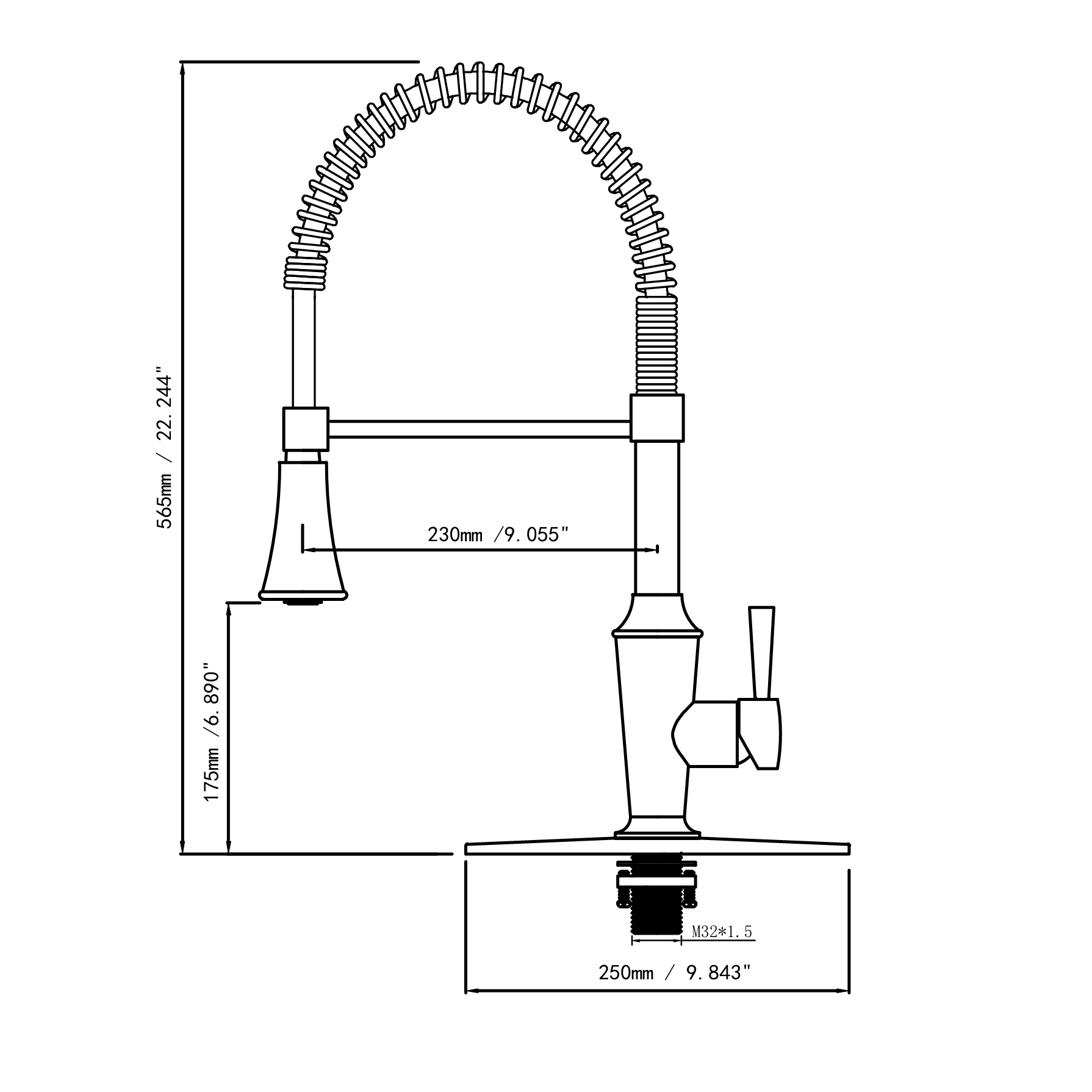 K&uuml;chenarmatur mit herunterziehbarer Brause