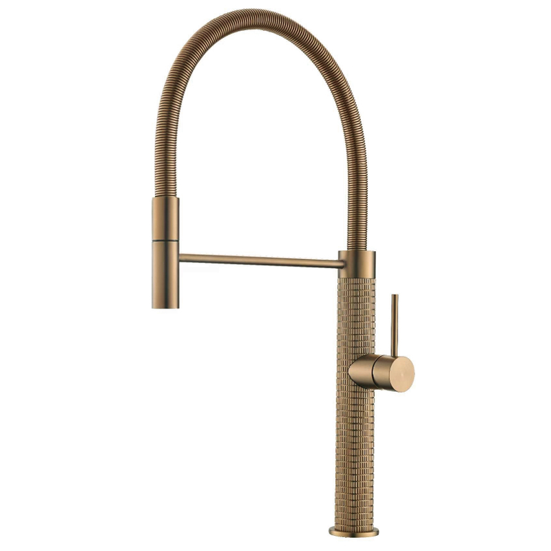 Schlaues Einzelloch -Küchenspüle Wasserhähne graue Gold -Pull -Down -Wasserhähne