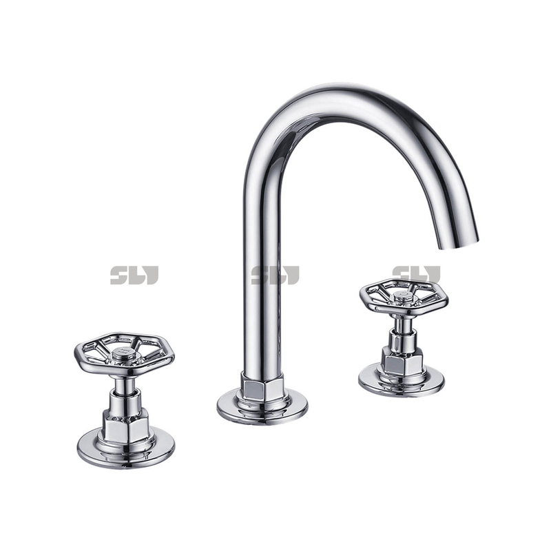 SLY Waschtischmischer Wasserhahn Waschtischmischer Wasserhahn Weit verbreitet Chrom Waschbecken Doppelgriff Wasserhähne 