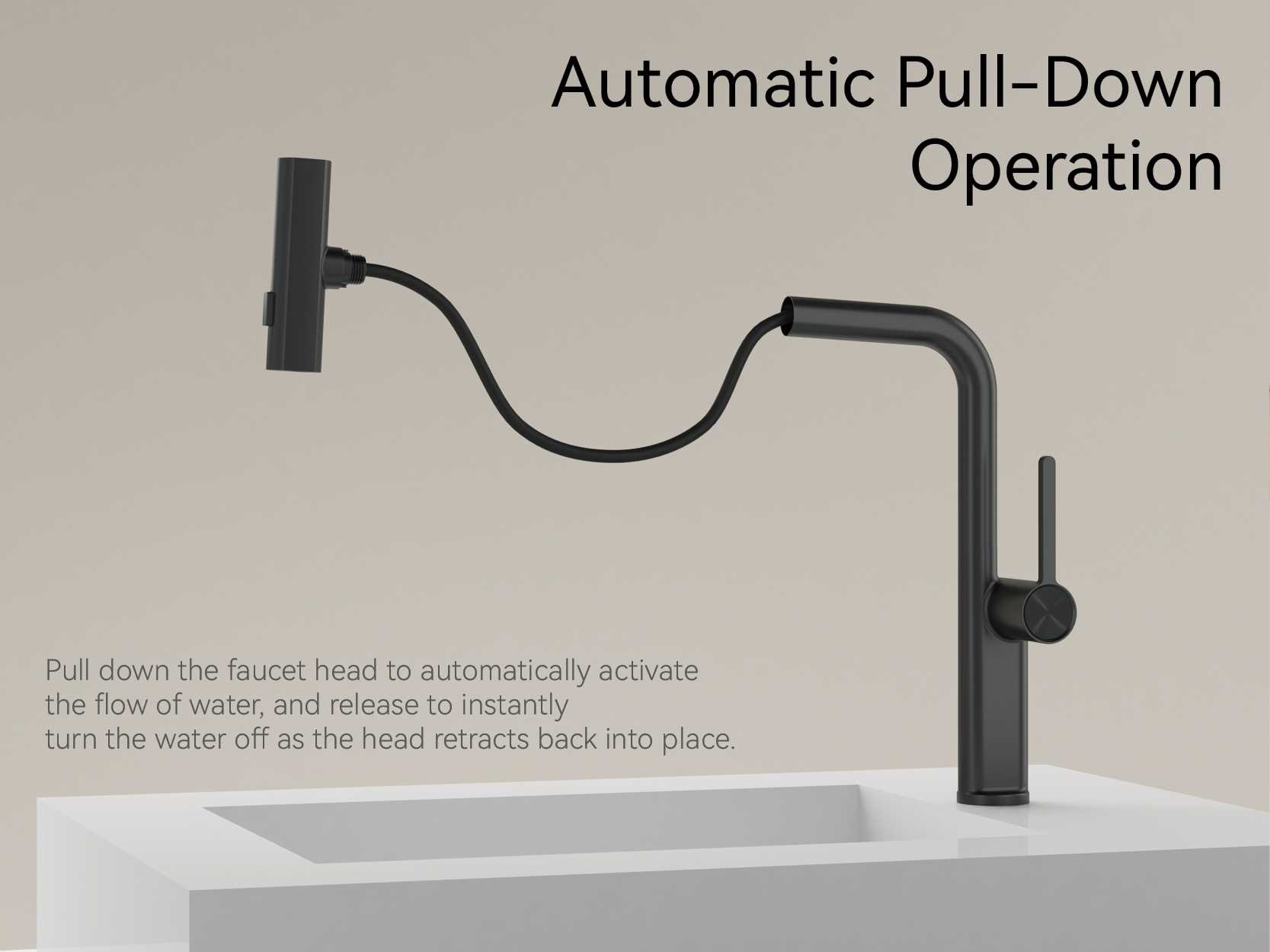 Schwarzer Wasserhahn f&uuml;r die K&uuml;chensp&uuml;le