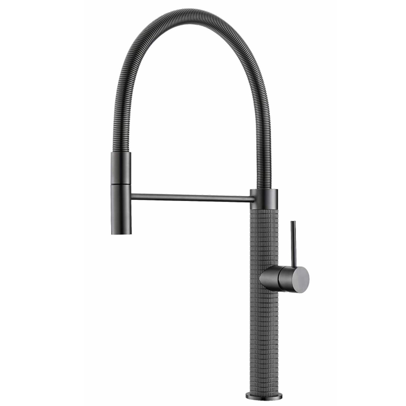 Schlaues Einzelloch -Küchenspüle Wasserhähne graue Gold -Pull -Down -Wasserhähne
