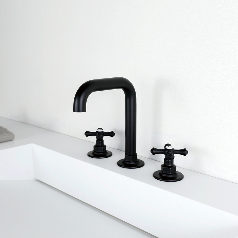 Hochwertige 3 Löcher Doppelgriff Badezimmer Wasserhahn Waschbeckenmischer Haken