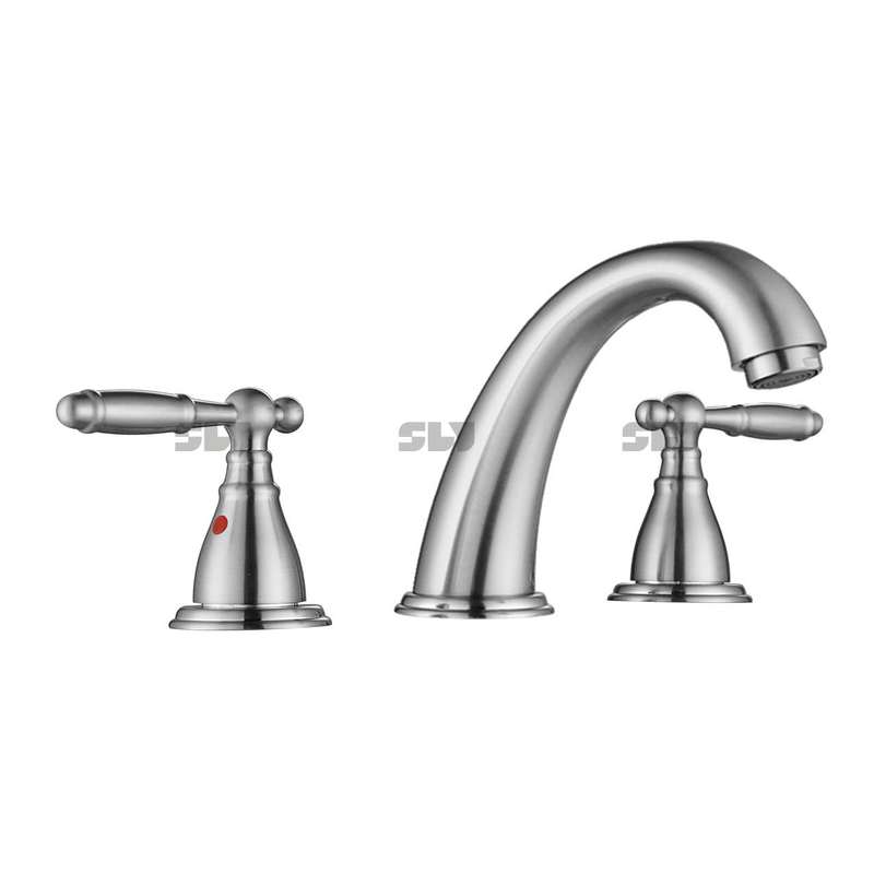 SLY Waschtischmischer Doppelgriff 3-Loch-Chrom-8-Zoll-Mischbatterie WC Kommerzielle Waschbecken Waschtischarmatur