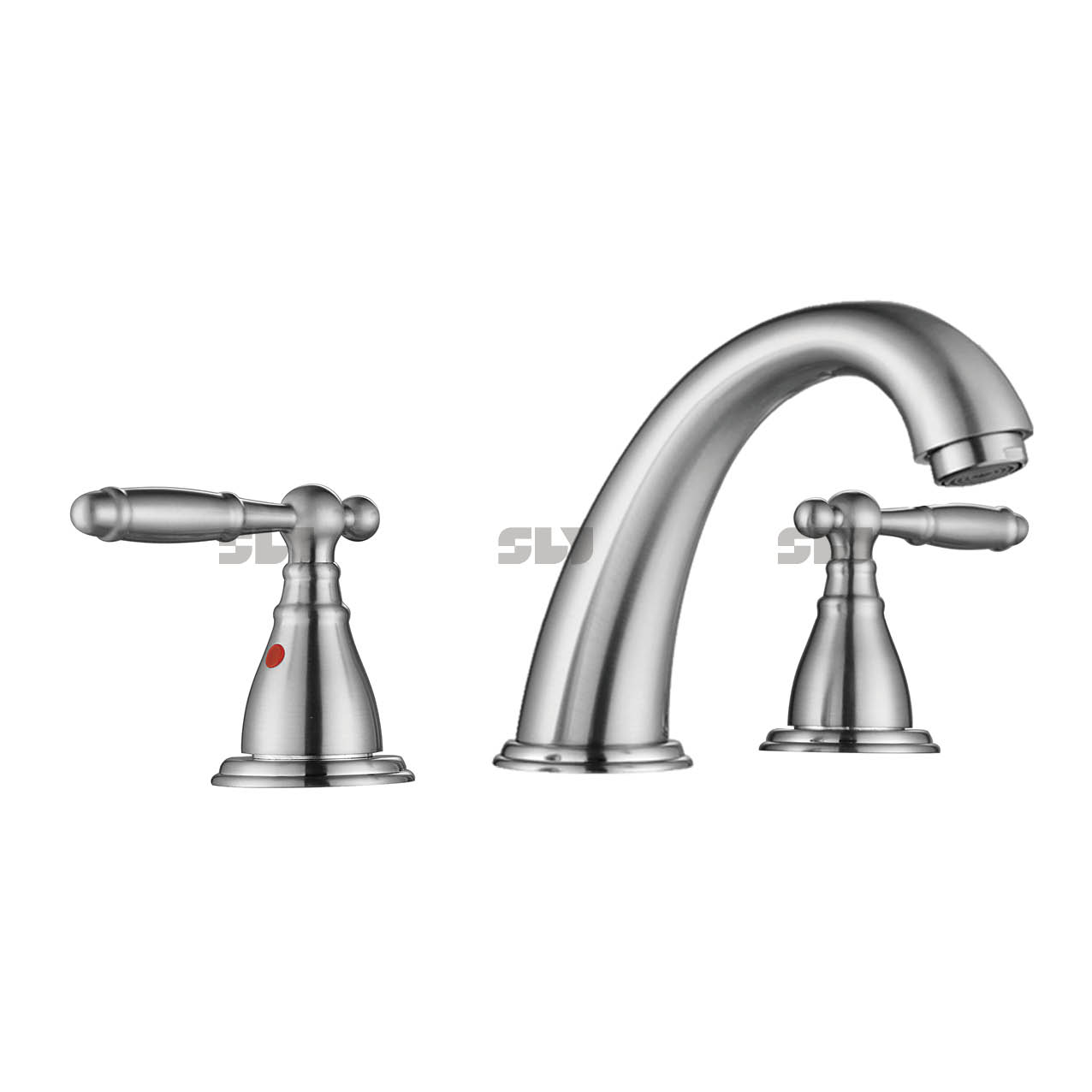 SLY Waschtischmischer Doppelgriff 3-Loch-Chrom-8-Zoll-Mischbatterie WC Kommerzielle Waschbecken Waschtischarmatur
