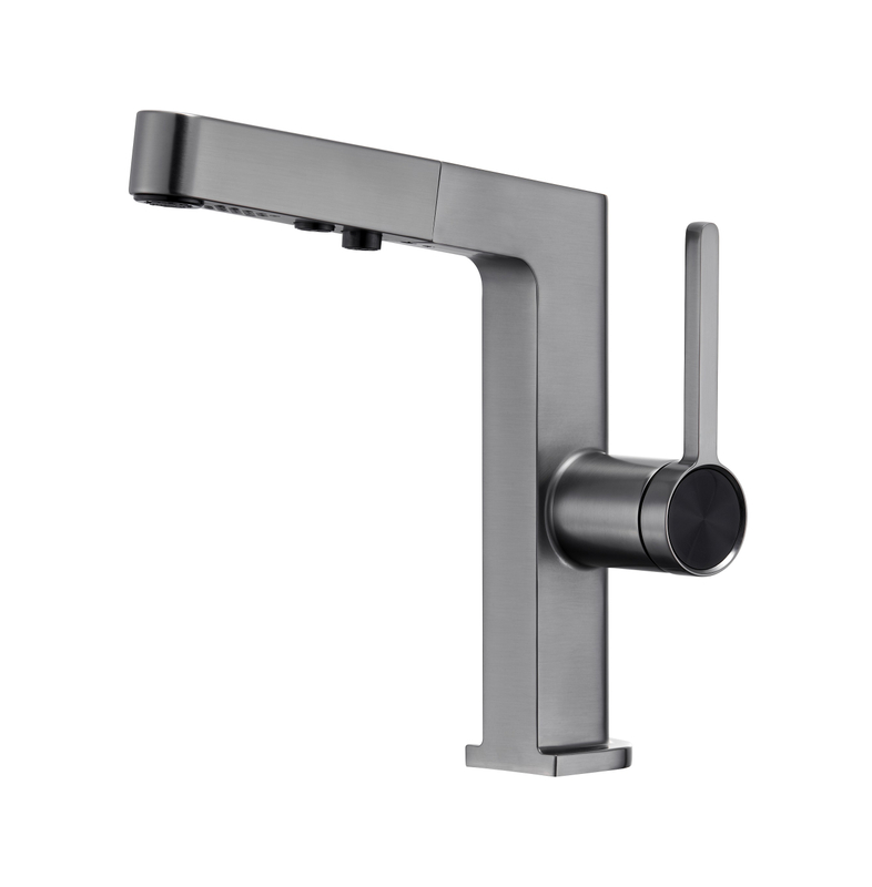 Schlaues Zink gebürstete Gun Metal Modernes Badezimmer Einleiche Griff Waschbecken Wasserhähne Mixer Haken