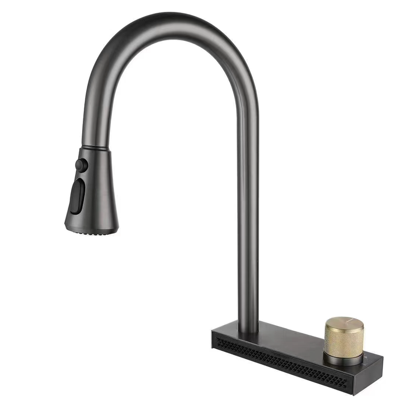 Sly gebürstete Pistole Metall Centerset Küchenarmatur Einstellbare flexible Küchenarmatur Wasserhahn