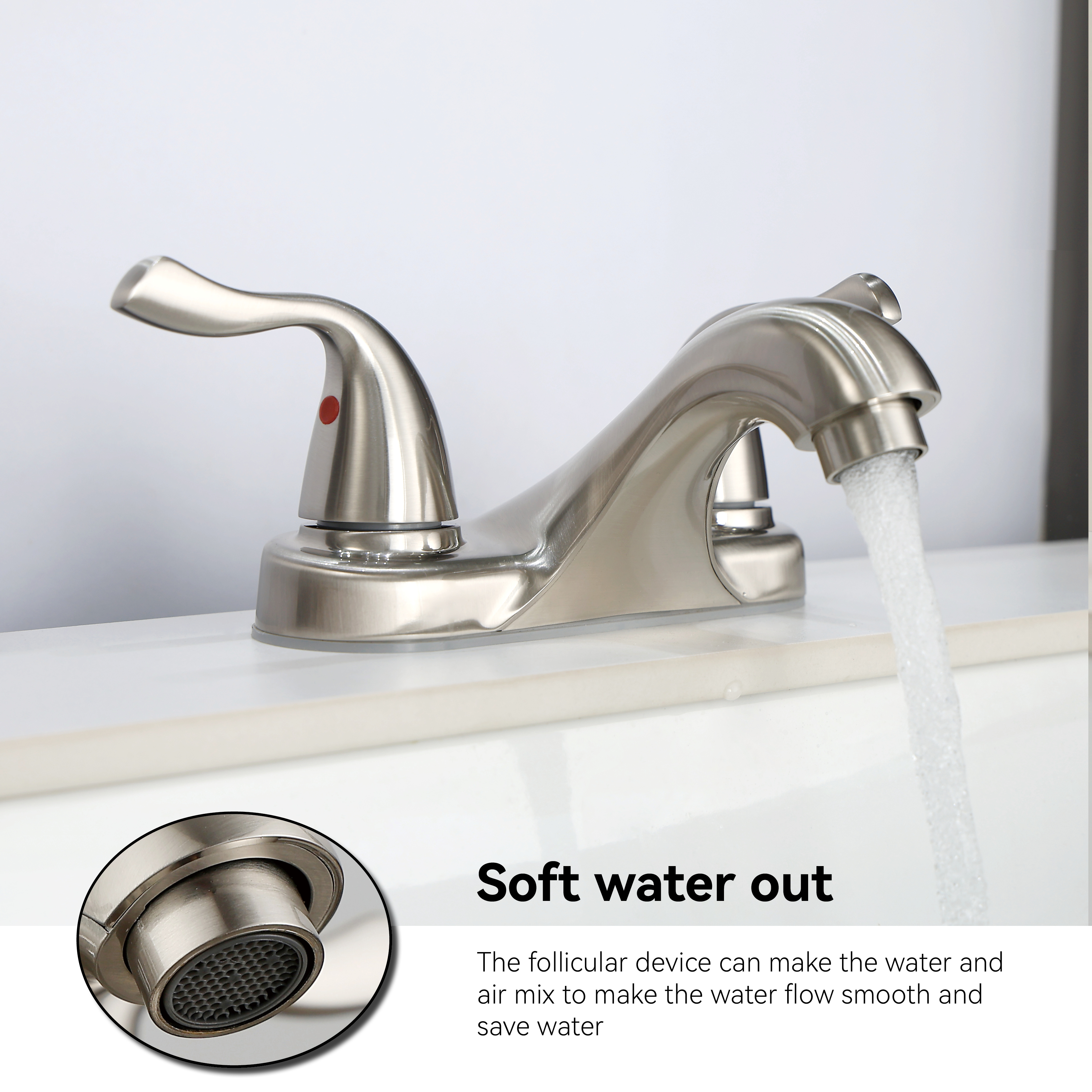 Schlaues Doppelgriff Doppel -Loch -Zentrenset Toilette Wasserhahn Badezimmer 4 Zoll Becken Wasserhahn