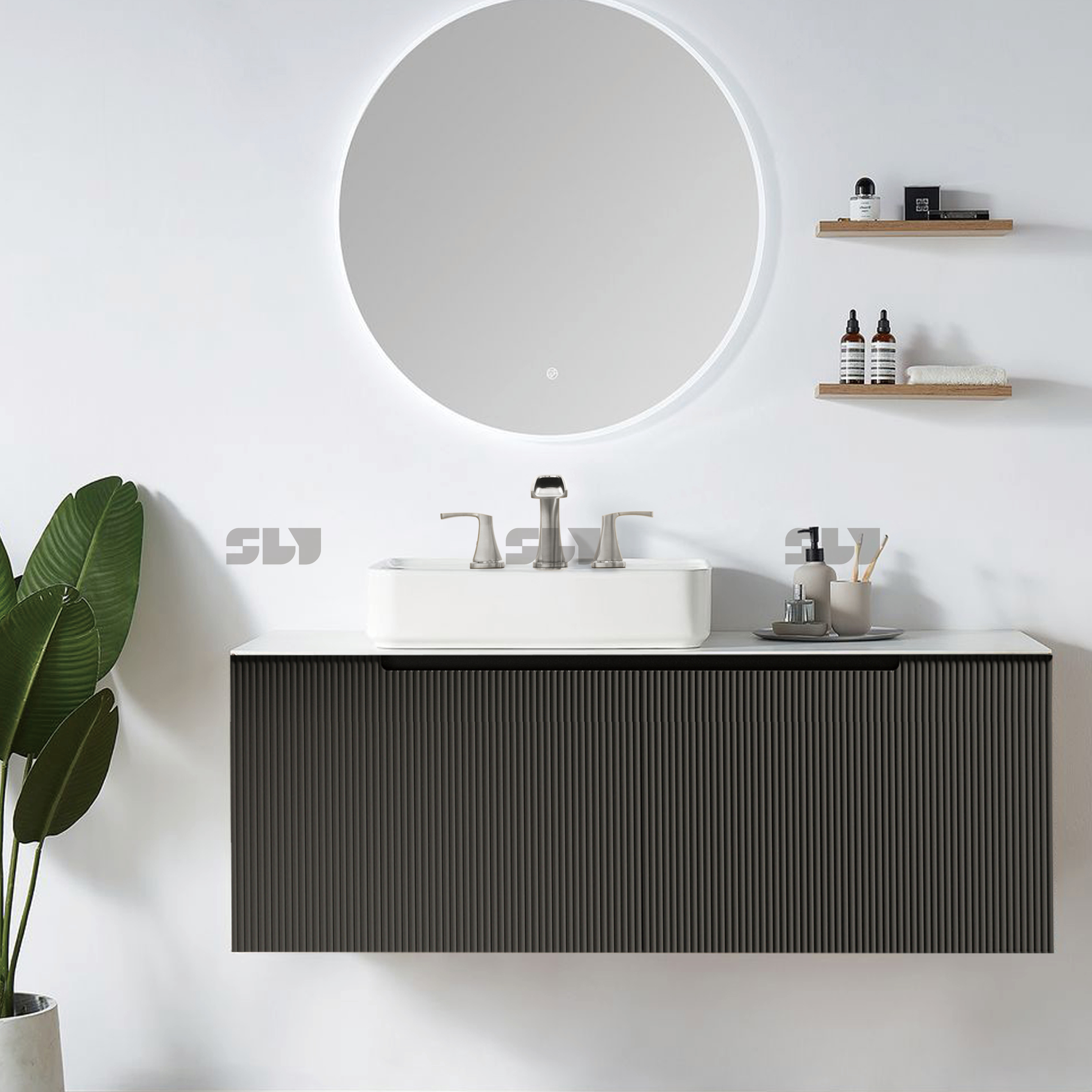 Badarmaturen aus geb&uuml;rstetem Nickel