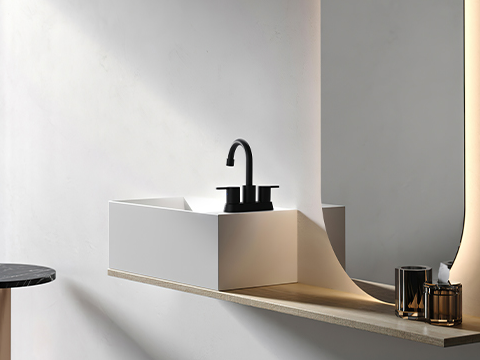 Wasserhahn aus geb&uuml;rstetem Nickel 