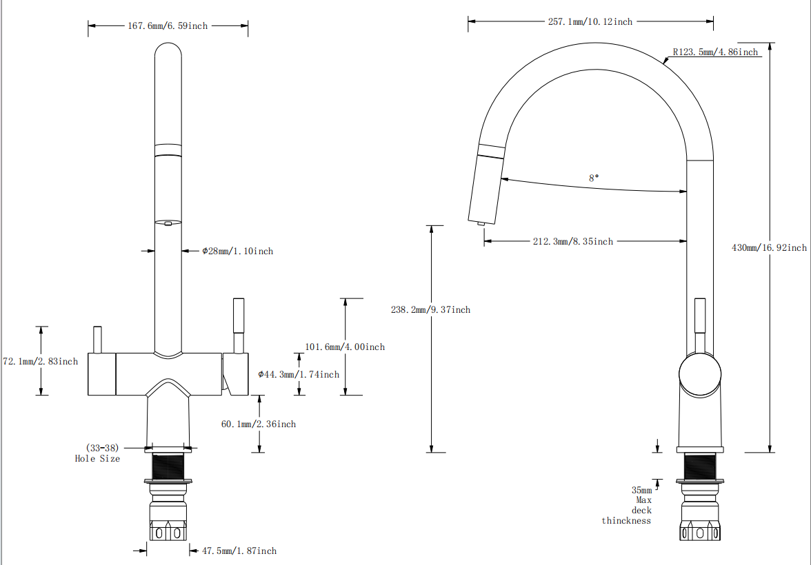 2 Griff K&uuml;chenarmatur