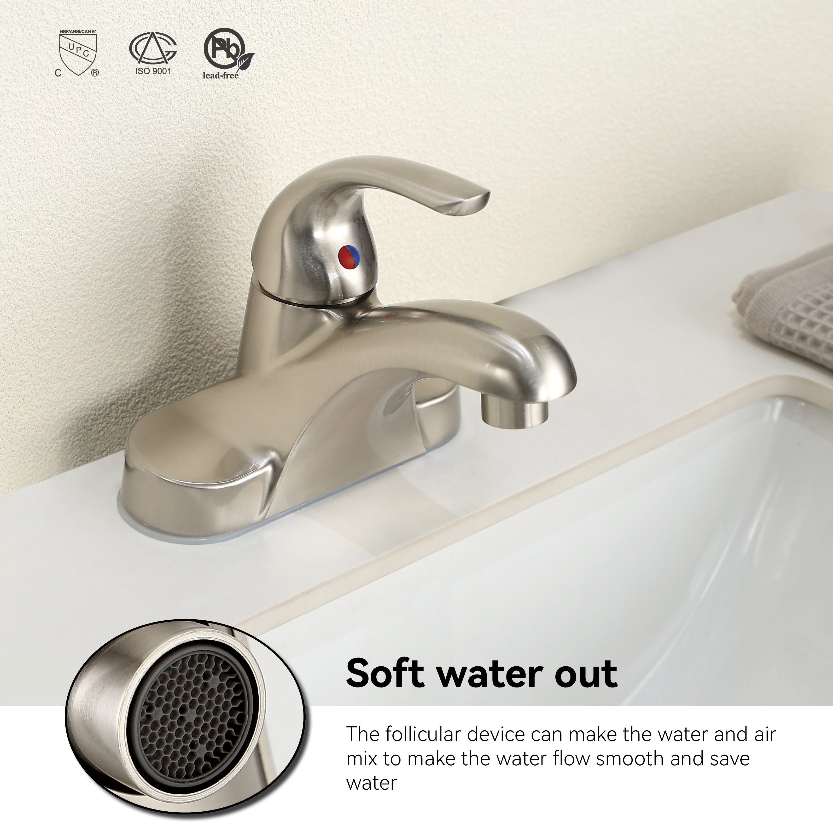 Samliyu 4 Zoll Eingriff Waschbecken Taps Basin Mixer Wasserhahn und Vorrichtungen