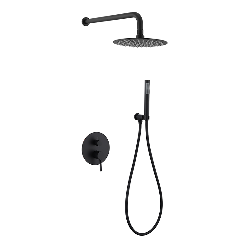 Samliyu Kopf Regen Dusche System Schwarzer rund Wand montiertes Badduschmixer Haken versteckte Wasserfall Regen Dusche Set