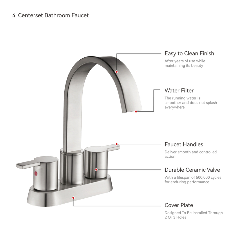 Schlauer gebürsteter Nickel Moderner Spüle Wasserhahn Badezimmer Waschbecken 3 Loch Badezimmer Wasserhahn