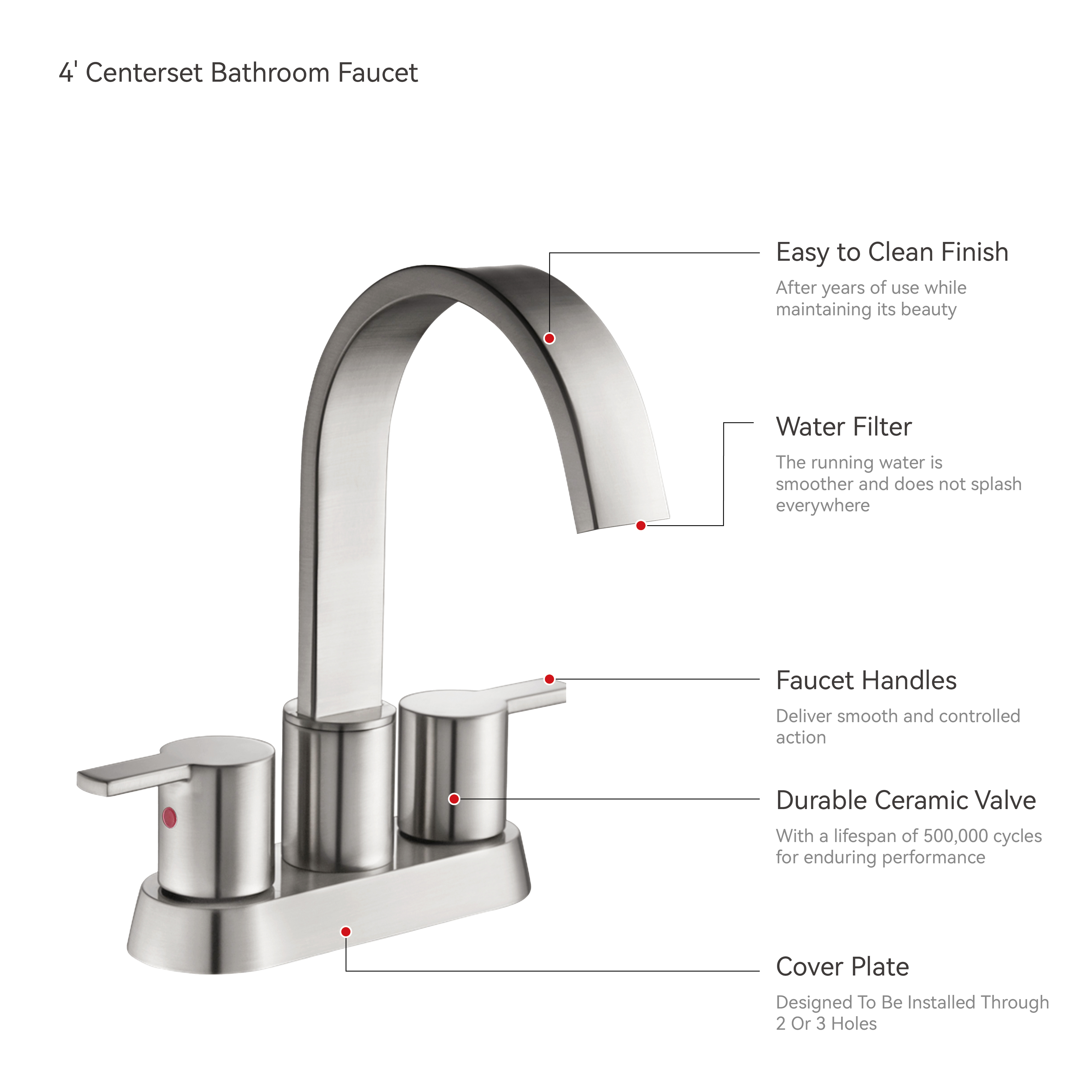 Schlauer gebürsteter Nickel Moderner Spüle Wasserhahn Badezimmer Waschbecken 3 Loch Badezimmer Wasserhahn