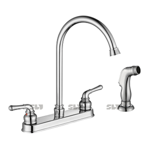 SLY Zwei-Loch-8-Zoll-Wasser-Küchenmischer-Wasserhahn-Spülbecken-Wasserhahn mit Seitensprüher 
