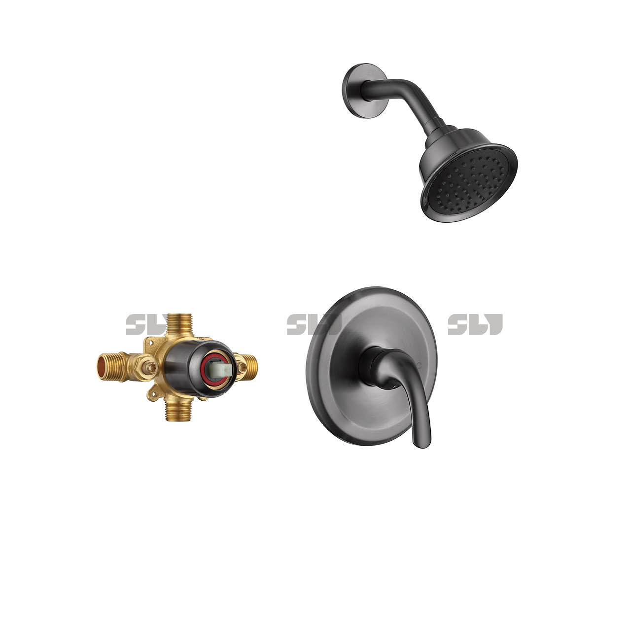 SLY Brausearmatur Set Wandmontage System Mischer Set Messing
