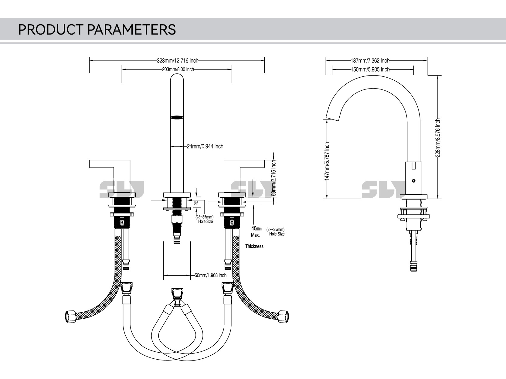 3-Loch-Badezimmerarmatur