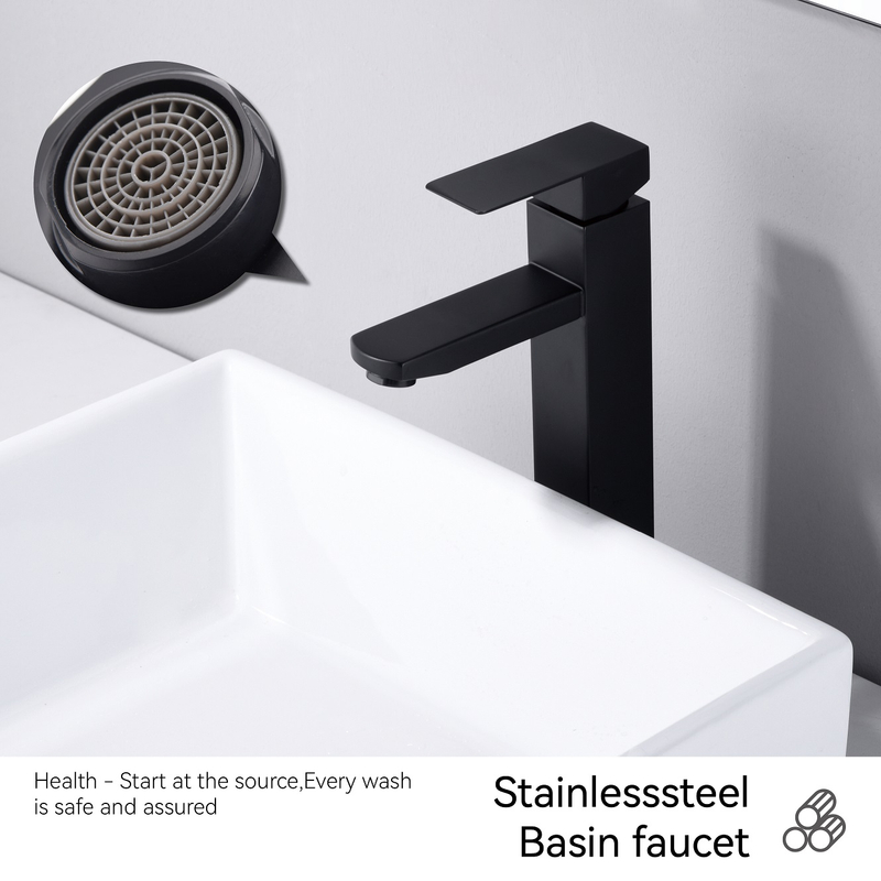 Sly Matte Black Black Griffe Messingbecken Wasserhahn Decked montiertes kaltes heißes Wasserkapsel Badezimmer