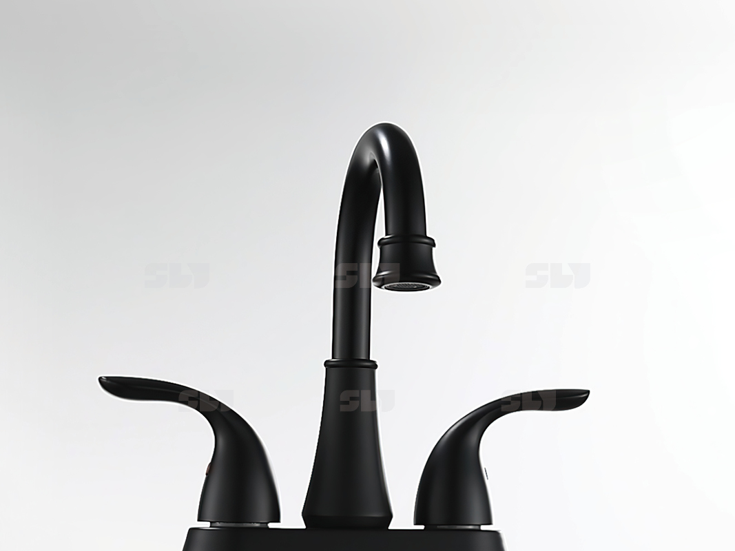 Badezimmerarmaturen mit wei&szlig;em Griff