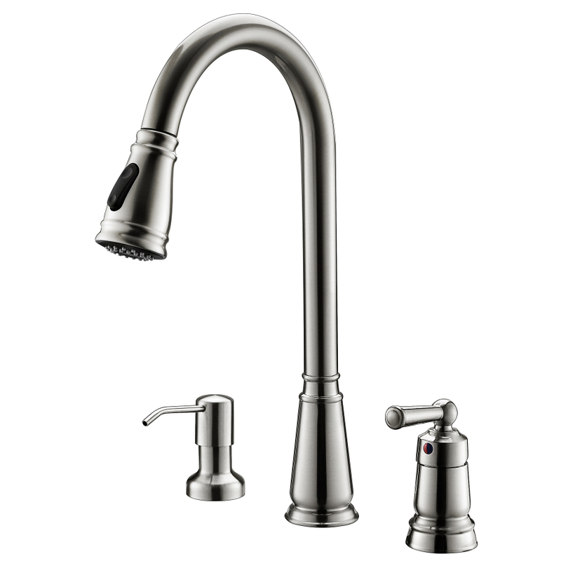 Sly gebürstete Nickel -Pull -Down -Sprühchen -Spülbecken Wasserhahn 3 -Wege Wassermischer Hahn 