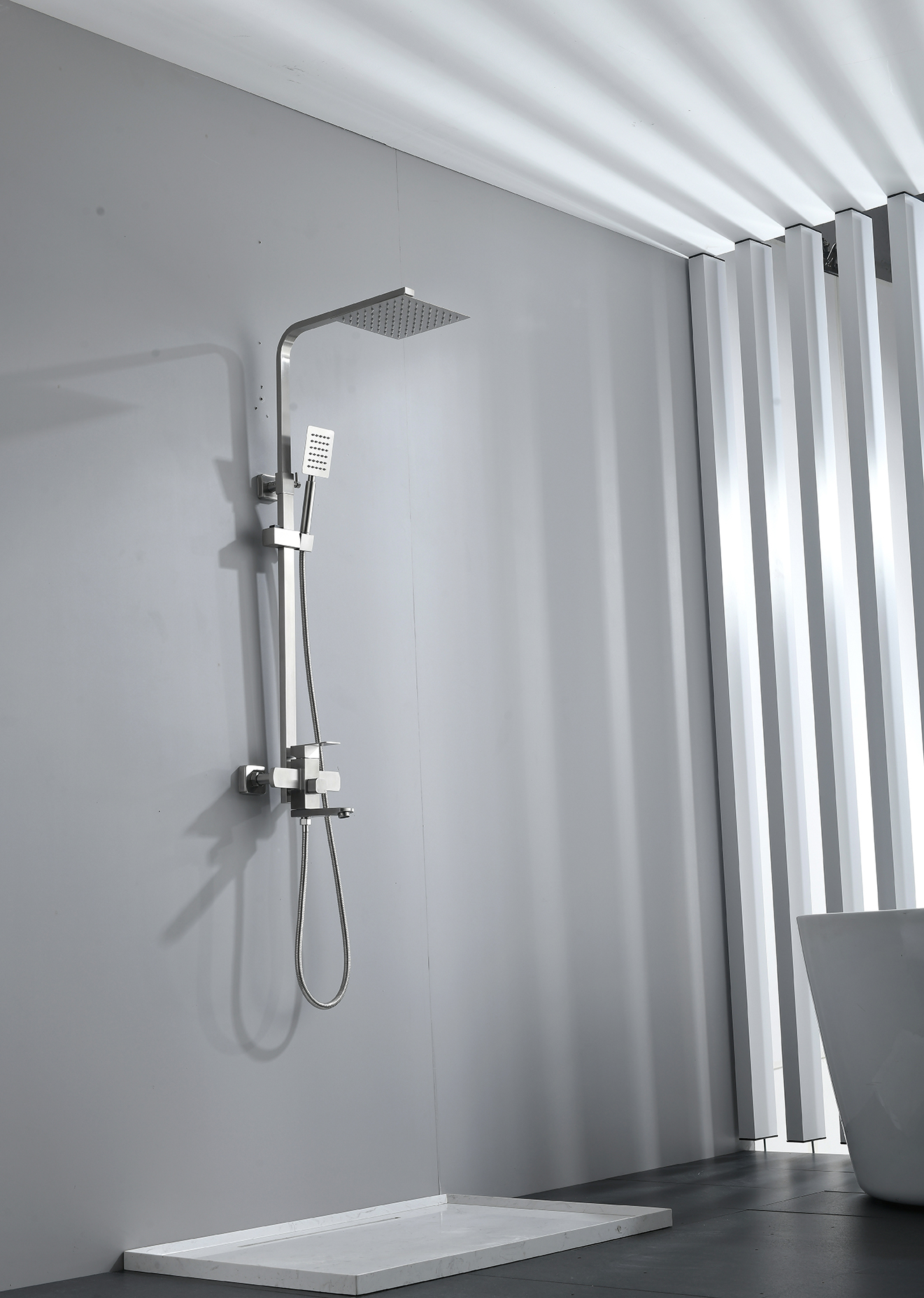 Samliyu 3 Funktionen mattes schwarzes Badezimmer Set Outdoor Exponed Duschsystem