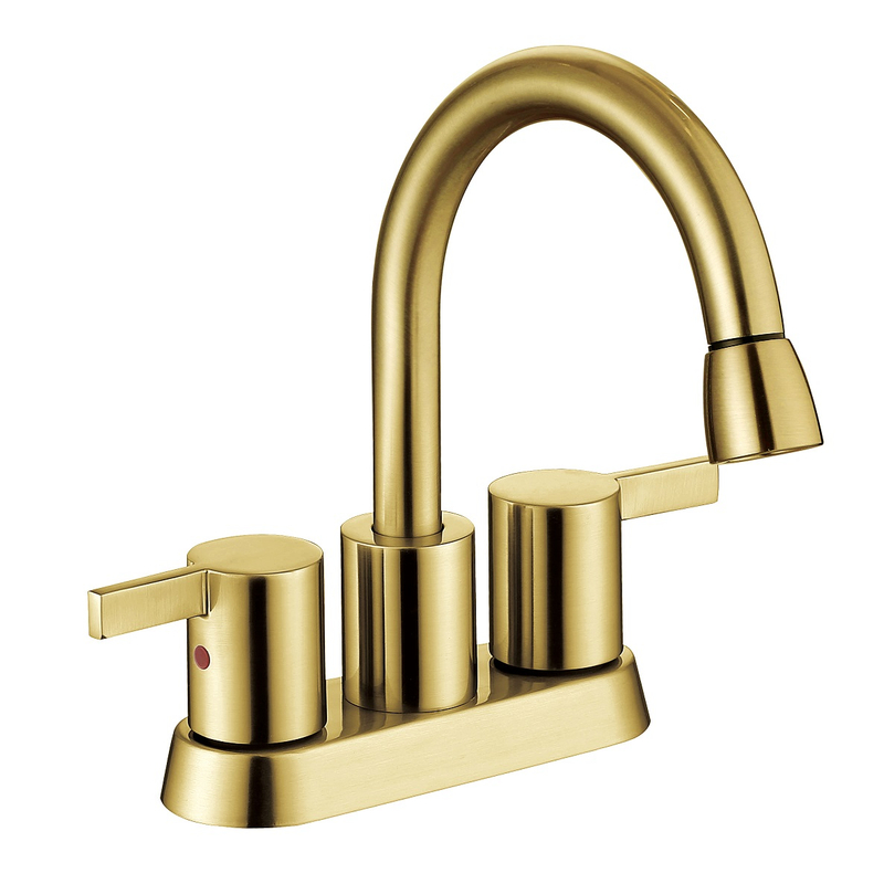 Sly China Factory 4 Zoll gebürstetes goldenes Gold -Griff -Becken -Zentrum der Toilette mit Toilettenhahn montiert