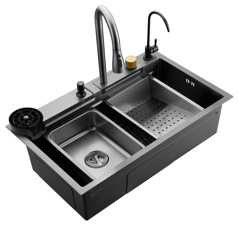 Sly hochwertiger Wasserfall gebürstete Waffe Metall Waschbecken Einer Schüssel Waschbecken für das Leben mit modernem Stil 
