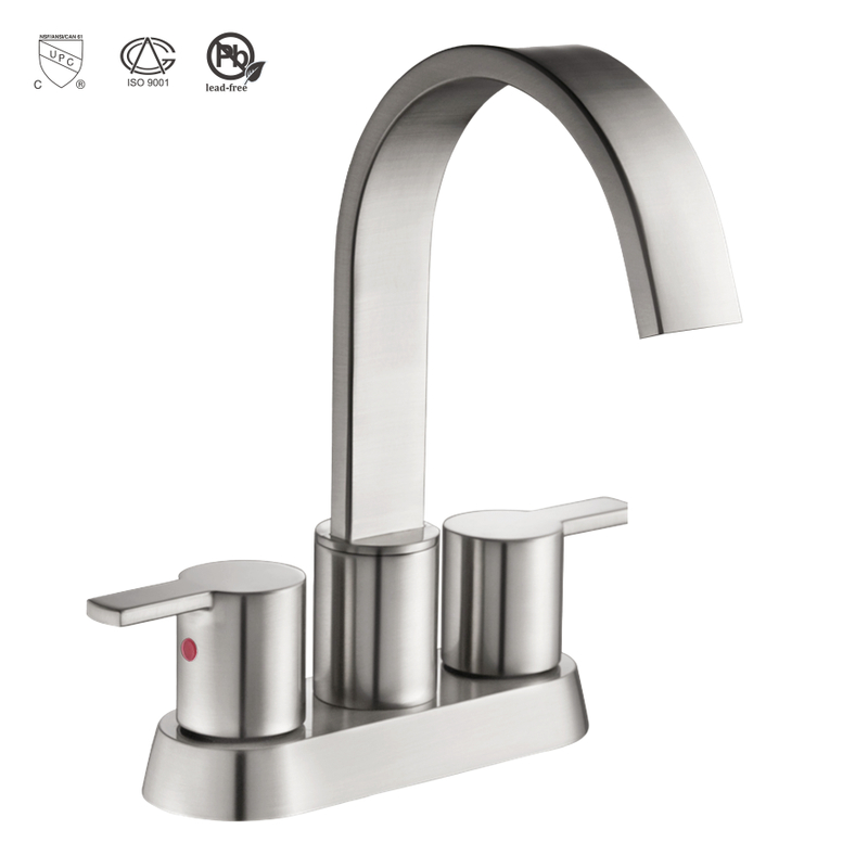 China Factory Centerset Heißer/kalter Badezimmer Wasserhahn Zwei -Hand -Wasserhahnbecken Wasserhahn gebürstetes Gold