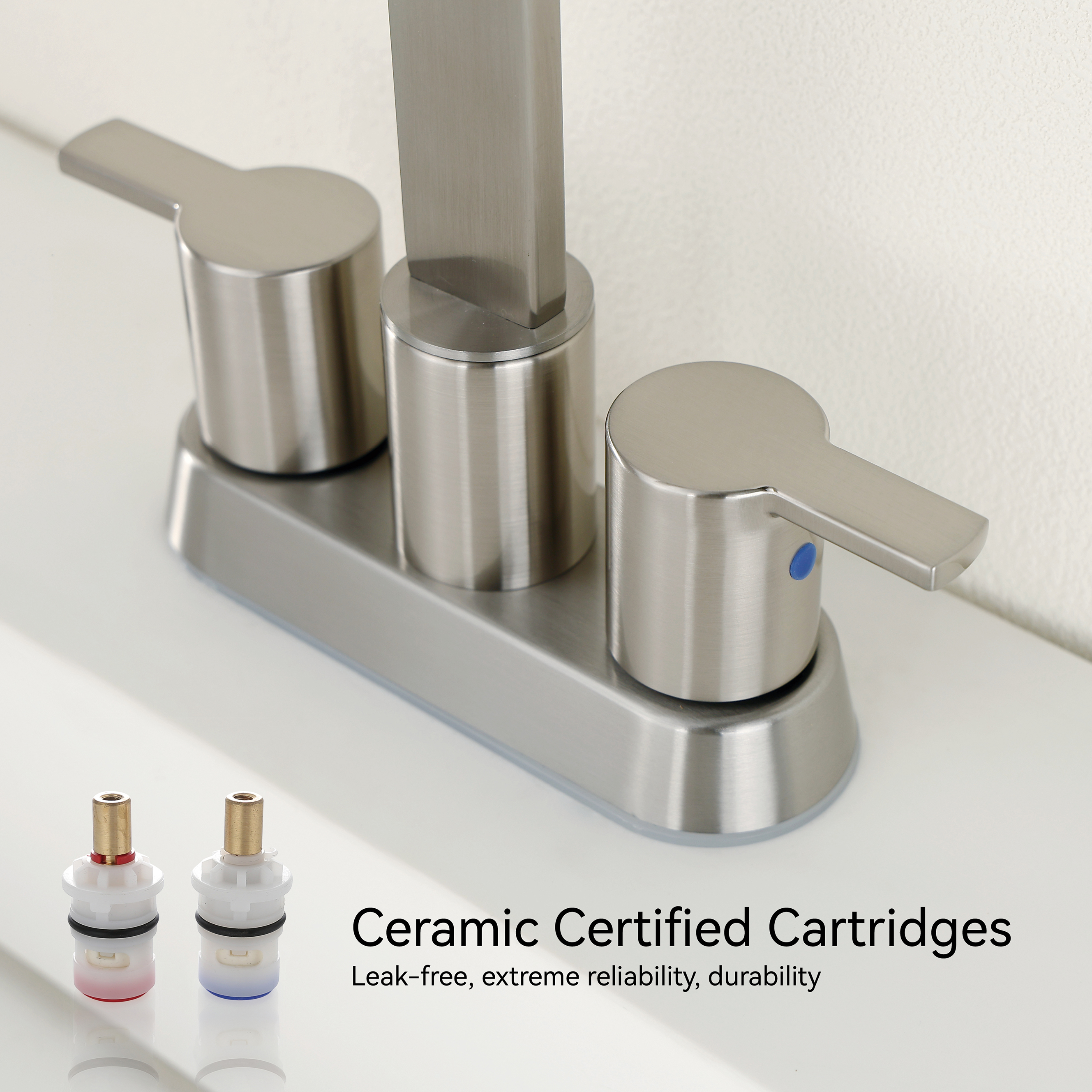 Schlauer gebürsteter Nickel Moderner Spüle Wasserhahn Badezimmer Waschbecken 3 Loch Badezimmer Wasserhahn