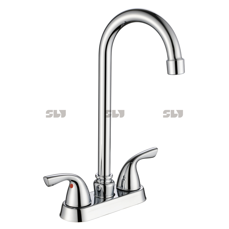 SLY Heiße und kalte Chrom-Küchenarmaturen, neues Design, 4-Zoll-Spülbeckenarmatur