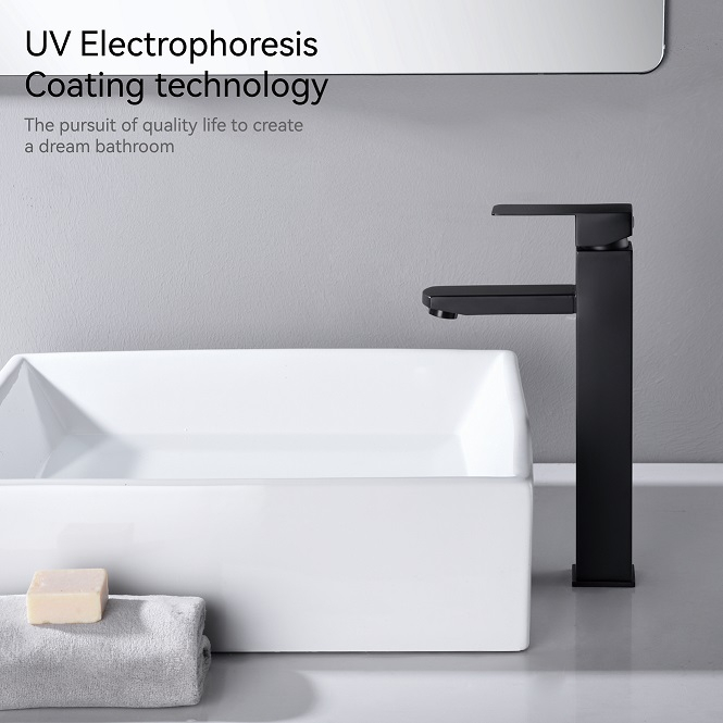 Sly Matte Black Black Griffe Messingbecken Wasserhahn Decked montiertes kaltes heißes Wasserkapsel Badezimmer