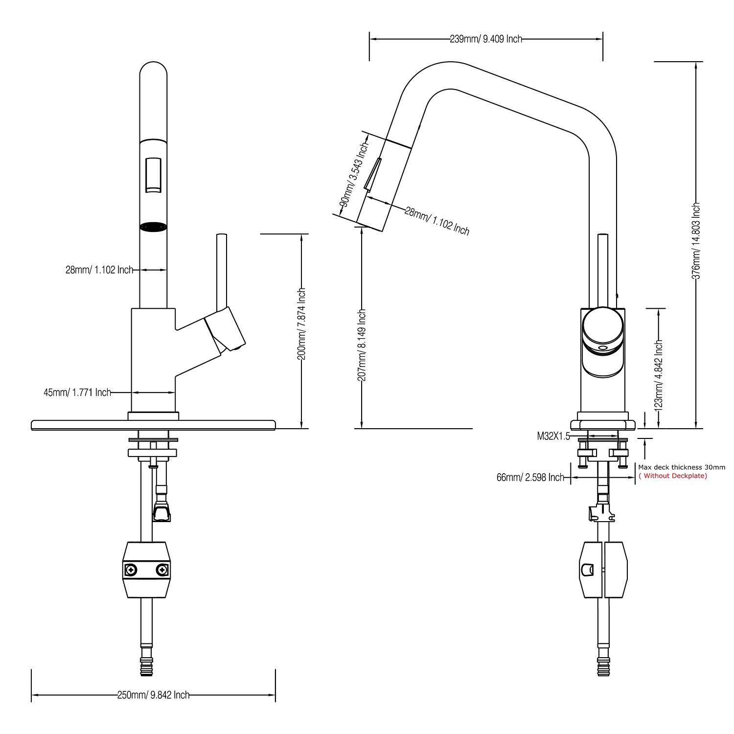 Ausziehbarer Wasserhahn f&uuml;r die K&uuml;che
