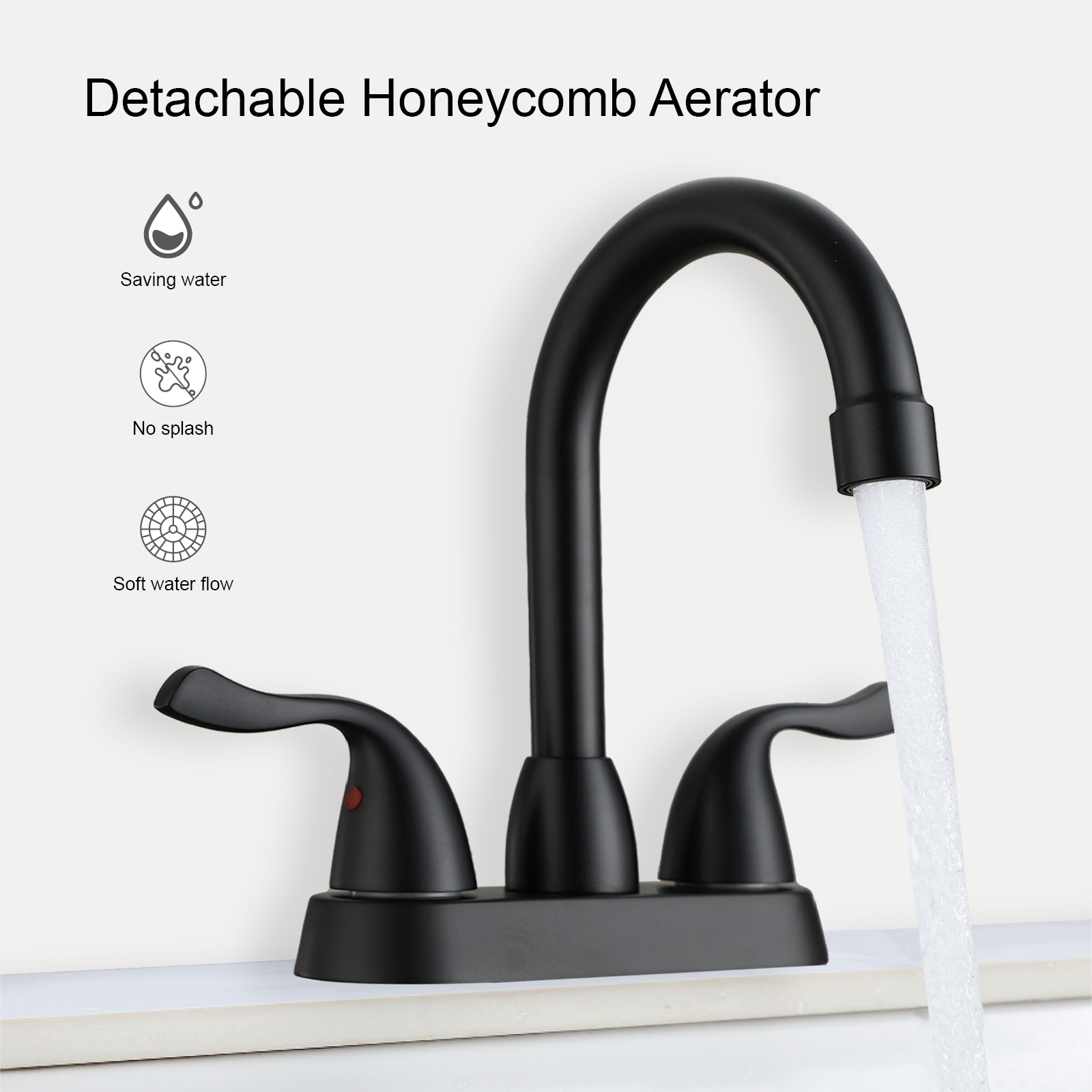 Schlaues Messing Matt Black Basin Wasserhahn Kupfer Badezimmer Wasserhahn heißer und kaltes Beckenmixer Taps