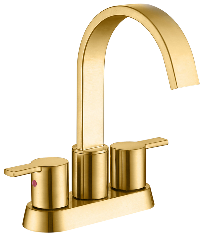 China Factory Centerset Heißer/kalter Badezimmer Wasserhahn Zwei -Hand -Wasserhahnbecken Wasserhahn gebürstetes Gold