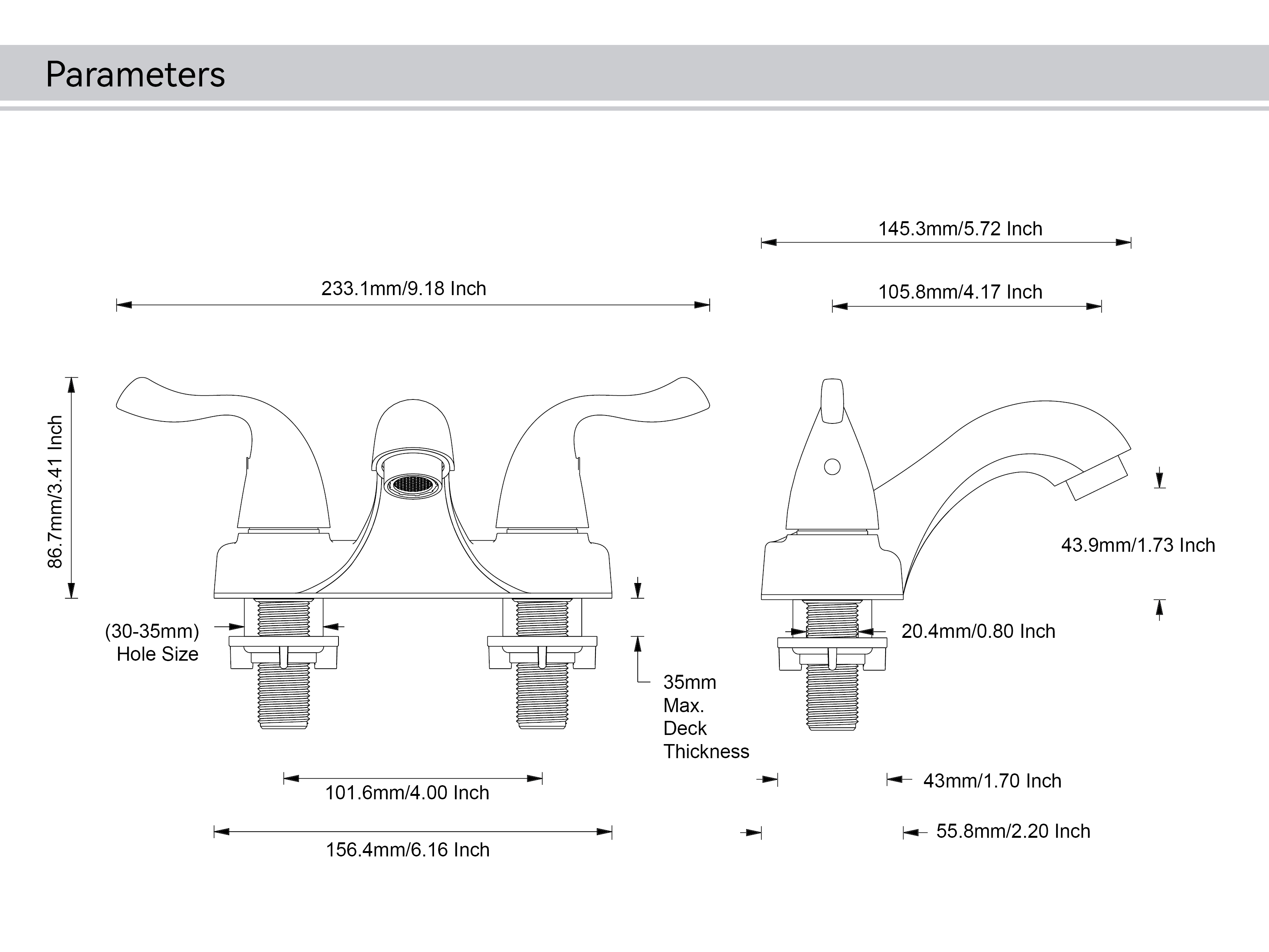 Drei Loch Badezimmer Wasserhahn