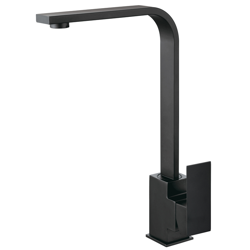 Sly 360 Grad Eingriff Küchenarmatur mattes schwarzes Chrom Heißes und kaltes Wasserdeck montiertem Hahn quadratischem Körper