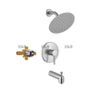 SLY Shower System Duscharmatur-Set aus gebürstetem Gold mit Wannenauslauf (Ventil enthalten) Multifunktions-Duschwannen-Kombination zur Wandmontage