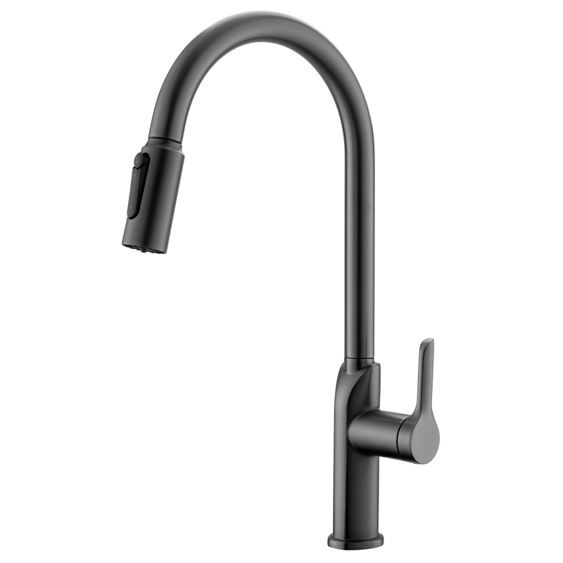 Schlau mattschwarzer Pulldown -Sprühwasserwaschbecken Küchenarmatur