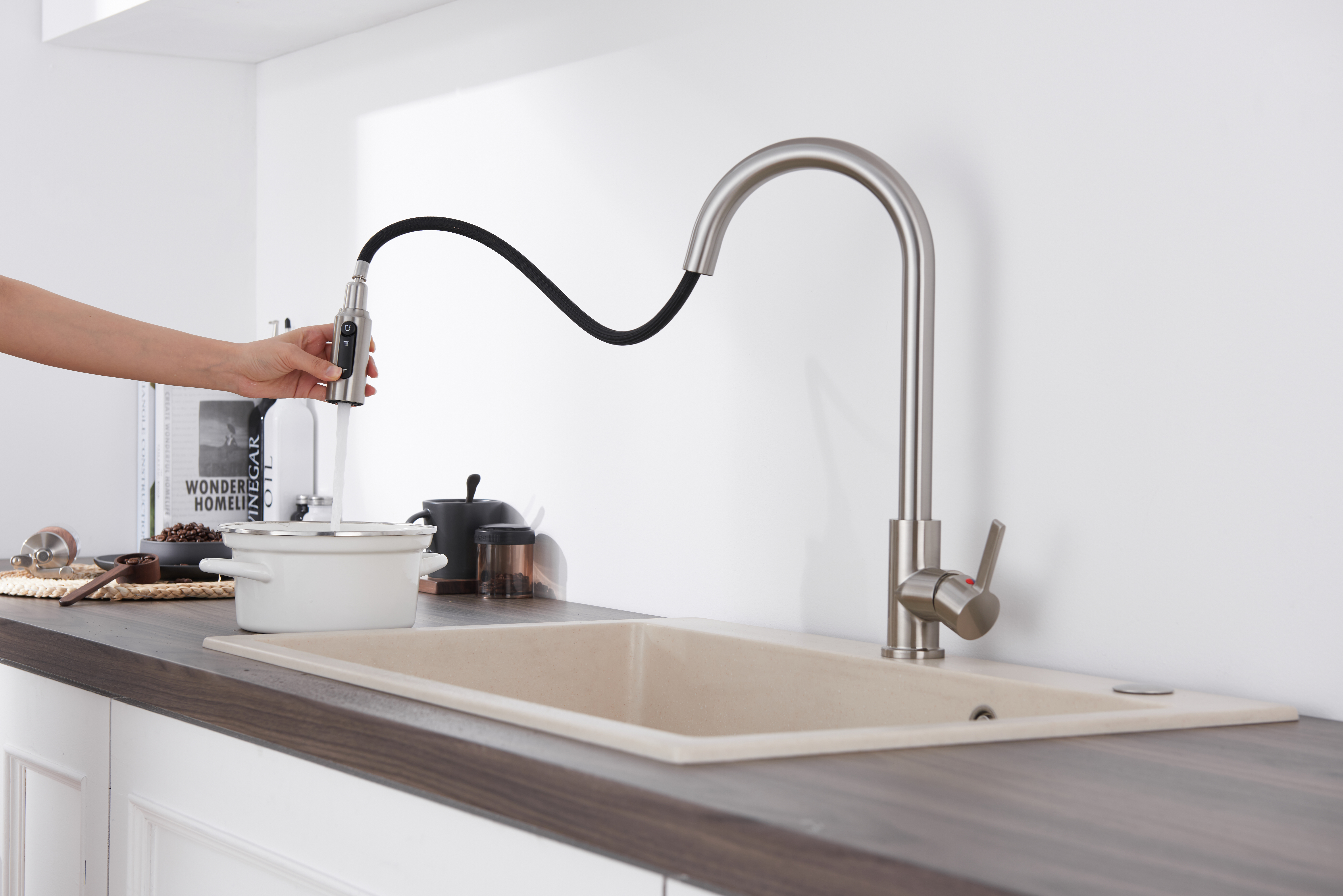 Sly Water Filter 304 gebürstet Nickel Pull Down Küchenarmatur 3 Wege Küchenarmatur